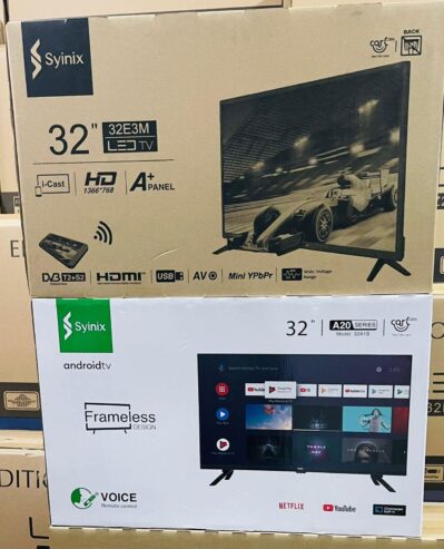 TV Syinix Android Smart 32” Polegadas. NOVAS, SELADAS. D24