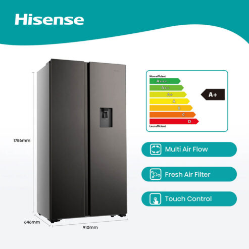 Geleira Hisense H670Sit-WD 2 Portas Inox Com Dispensador. SELADAS. D24