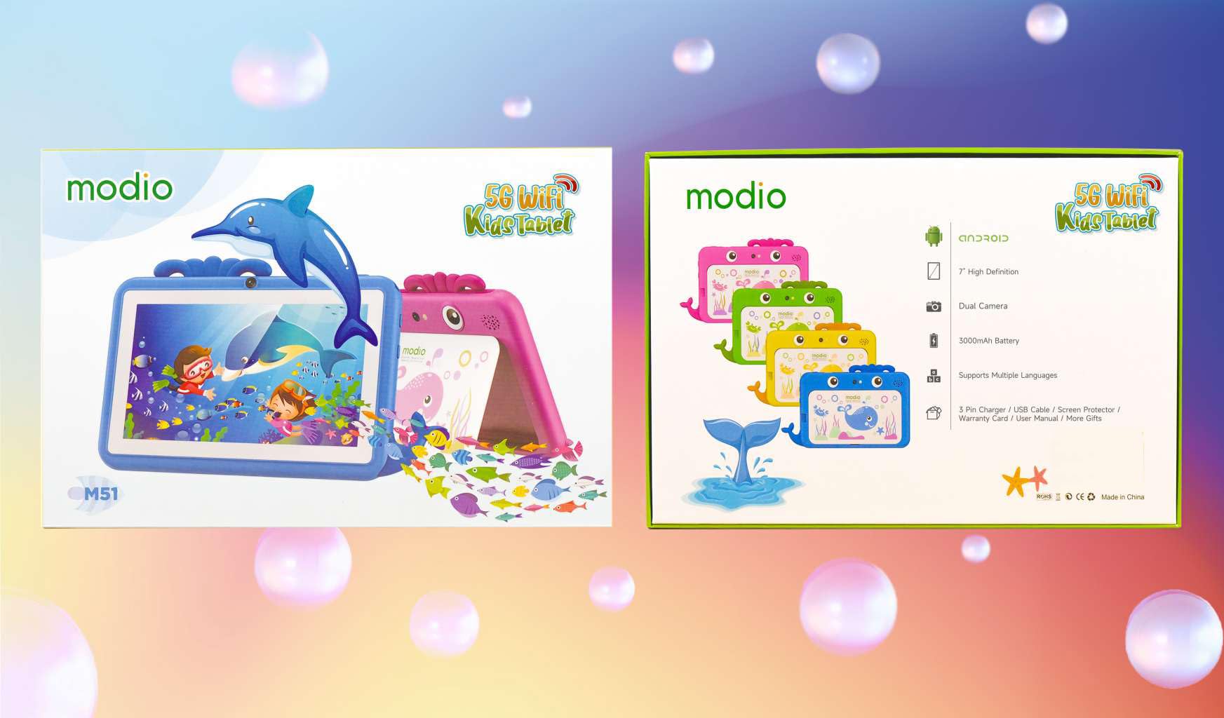 Tablet Infantil Modio M51, 5G Wifi 64GB+4GB. SELADOS. J25