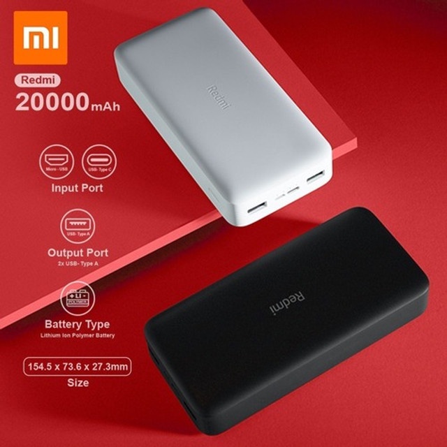 Carregador Portátil Xiaomi Power Bank 20000mAh – Carga Rápida (Original). SELADOS. FB26