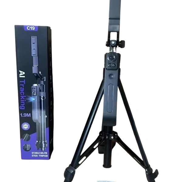 Selfie Stick Tripé C19 com IA Tracking Inteligente – O teu Cameraman Automático. SELADOS. AB26