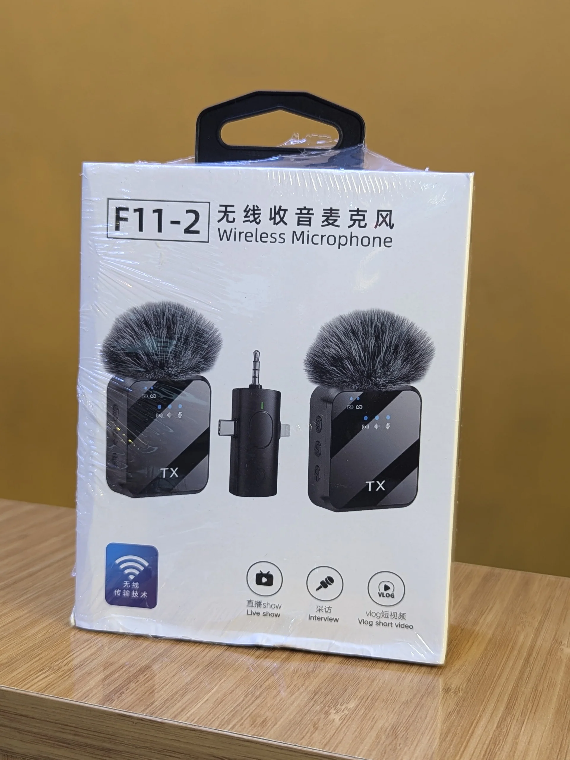 Microfone de Lapela Wireless F11-2 Dual – Conector Universal para iPhone, Android e Câmaras. M2026